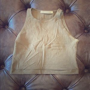 Foreign Exchange Olive Green Crop Tank
